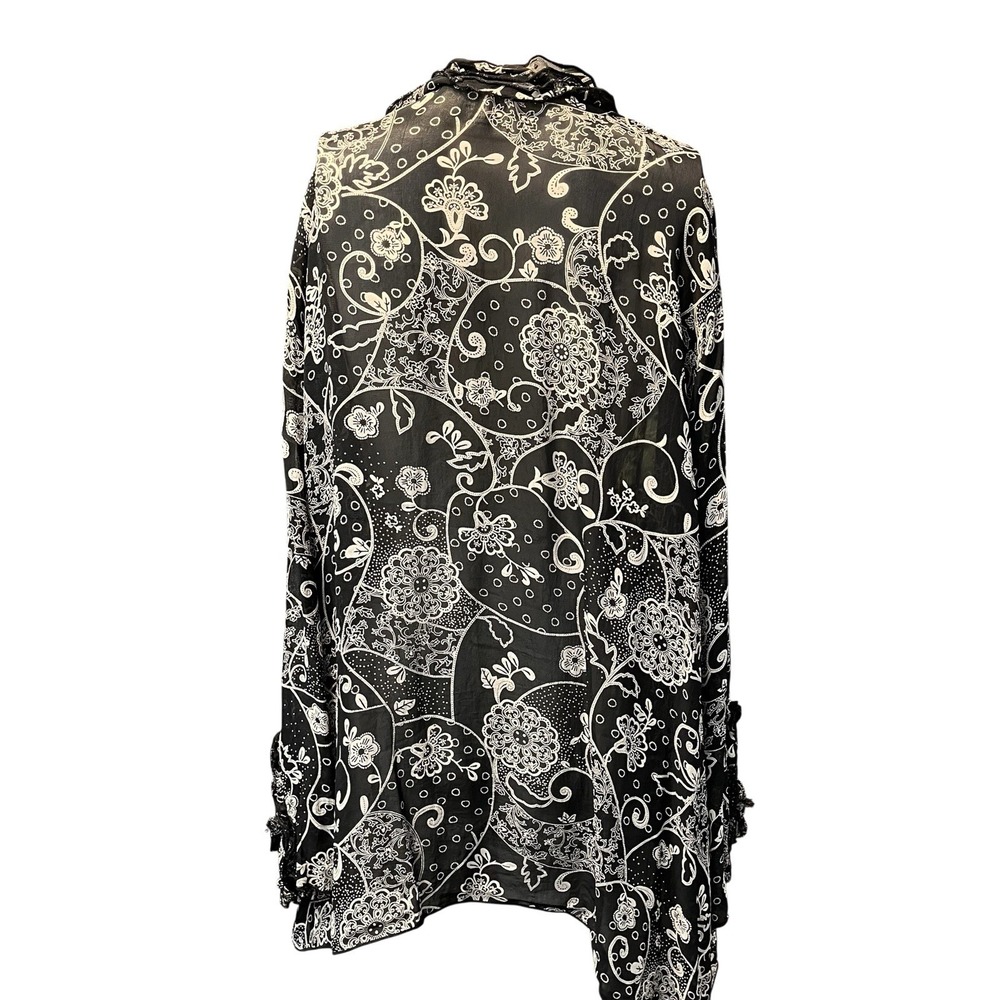 Ulla Popken Topper Cardigan Black Sheer Chiffon 2 Tie Front  20/22 Fall Layer